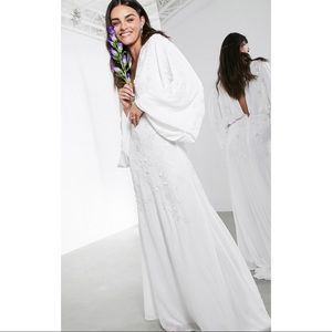 ASOS Edition Lisa drape sleeve plunge wedding dress